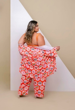 Calça Pantalona Cintura Alta Feminino Plus Size Estampado Verão - comprar online