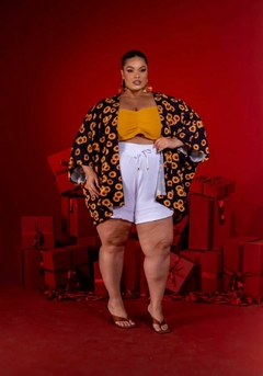 Kimono Girasol Plus Size Feminino Tecido Crepe Duna e Polly Larissa - comprar online