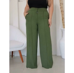 Calça Feminina Pantalona Com Botões Tecido Duna Com Bolso E elástico na Cintura Tamanho G