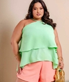 Blusa Batinha Plus Size Com Alça Babado Até o 52