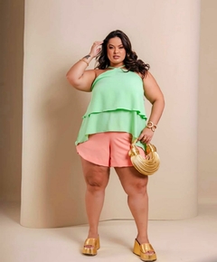 Blusa Batinha Plus Size Com Alça Babado Até o 52 na internet