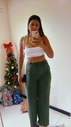 Calça Feminina Pantalona Com Botões Tecido Duna Com Bolso E elástico na Cintura Tamanho G