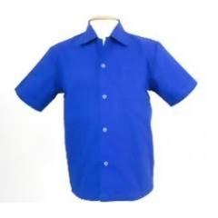 Camisa Aberta em Brim 100% algodão - Manga curta Azul Royal