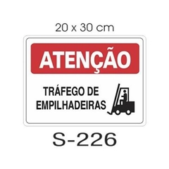 Placa de Sinalização - Atenção Tráfego de Empilhadeiras - 20x30