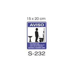 Placa de Sinalização - AVISO Banheiro Masculino - 15x20