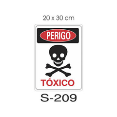 Placa de Sinalização - Perigo Tóxico - 20x30