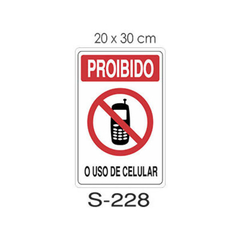 Placa de Sinalização - Proibido Uso do Celular - 20x30