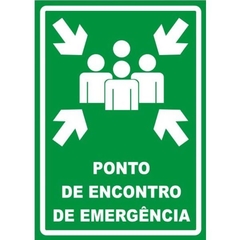 Placa de Sinalização de Ponto de Encontro de Emergência - 20x27