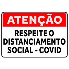 Placa em PVC 20x30 - Respeite o Distanciamento Social - Covid