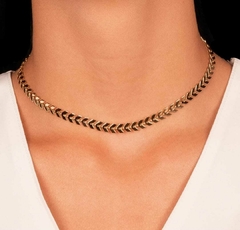 Choker Escama de Peixe Banho de Ouro 18K