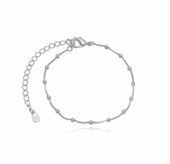 Pulseira Bolinhas Banho de Ródio Branco