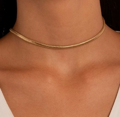 Choker Malha Snake Banho de Ouro 18K