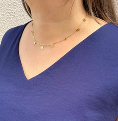 Choker Chapinhas Círculos Banhos de Ouro 18K