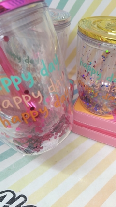 VASOS LENTEJUELAS HAPPY DAY - Algo Mas