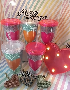 VASOS ACRÍLICO CORAZÓN - Algo Mas