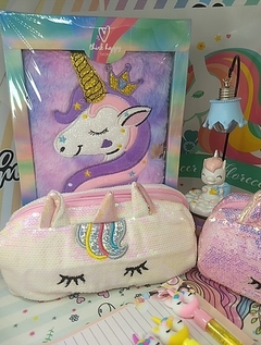 CARTUCHERA UNICORNIO LENTEJUELAS - Algo Mas