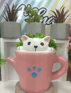 MACETA CERAMICA REGADERA GATITO - tienda online