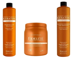 Combo 1 Shampoo con Keratina x 900 ml + 1 Máscara Capilar Keratina x 1000 ml + 1 Conditioner con Keratina x 900 ml - Fidelité