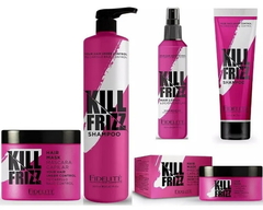 Combo 1 Máscara Kill Frizz x 500 ml + 1 Shampoo Kill Frizz x 900 ml + 1 Loción Kill Frizz x 120 ml + 1 Máscara Kill Frizz x 250 ml + 1 Shampoo Kill Frizz x 230 ml - Fidelité