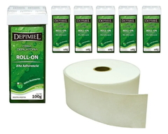 Combo 6 Cera Roll - On Alta Adherencia x 100 g - Depimiel + 1 Banda Depilatoria Rollo x 50 Mts Cód. Ad0500 - Geo 2000