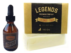 Combo 1 Beard Oil - Aceite para Barba Fragancia Café x 30 ml + 1 Jabón Exfoliante de Coco x 100 g - Legends