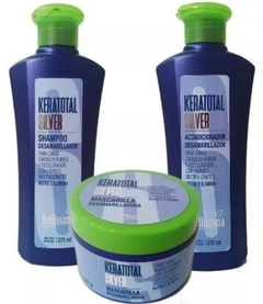 Combo 1 Keratotal Silver Shampoo Desamarillador x 270 ml + 1 Keratotal Silver Acondicionador Desamarillador x 270 ml + 1 Keratotal Silver Mascarilla Desamarillante x 250 g - Bellíssima