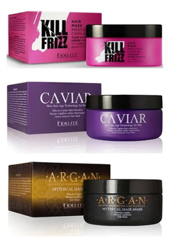 Combo 1 Máscara Kill Frizz x 250 ml + 1 Máscara Capilar Hidro - Nutritiva x 250 g + 1 Mythical Máscara Capilar Argán x 250 g - Fidelité