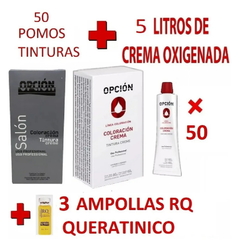 Combo 50 Tinturas + 5 Oxidantes Capilares Estabilizadas - Cremas 20 Vol x 900 cc + 3 Ampollas Rq x 15 ml x 1 unid - Opción