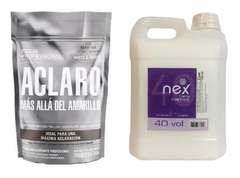 Combo 1 Polvo Decolorante White & White x 700 g - Issue Professional + 1 Crema Oxidante 40 Vol x 2000 cc - Nex