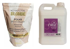 Combo 1 Keratotal Blonde Polvo Decolorante Desamarillador Doy Pack x 700 g - Bellíssima + 1 Crema Oxidante 30 Vol x 2000 cc - Nex