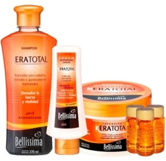 Combo 1 Keratotal Shampoo x 270 ml + 1 Keratotal Serum sin Enjuague Recarga de Keratina Pomo x 50 g + 1 Keratotal Mascarilla (recarga de Keratina) con Enjuague x 250 g + 3 Keratotal Ampollas sin Enjuague - Concentrado de Keratina x 12 cc - Bellíssima