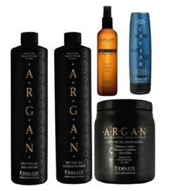 Combo 1 Mythical Shampoo Argán x 900 ml + 1 Mythical Conditioner Argán x 900 ml + 1 Brillo Instantáneo Argán Oil Shine Mist x 120 ml + 1 Crema de Peinado - Rulos sin Enjuague x 250 g + 1 Mythical Máscara Capilar Argán x 1000 g - Fidelité