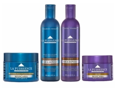 Combo 1 Máscara Blue x 250 ml + 1 Shampoo Blue x 300 ml + 1 Shampoo Silver x 300 ml + 1 Máscara Silver x 250 ml - La Puissance