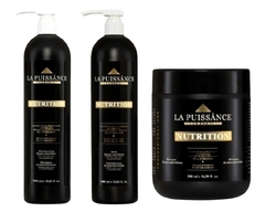 Combo 1 Shampoo de Alta Nutrición con Argán y Acido Hialurónico x 1000 ml + 1 Tratamiento de Alta Nutrición con Argán y Acido Hialurónico x 1000 ml + 1 Máscara Alta Nutrición con Argán y Acido Hialurónico x 500 ml - La Puissance