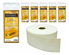 Combo 6 Cera Roll - On Clásica x 100 g - Depimiel + 1 Banda Depilatoria Rollo x 50 Mts Cód. Ad0500 - Geo 2000