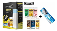 Combo 1 Depikit - Kit Depilatorio A Roll - On + 1 Cera Roll - On Clásica x 100 g + 1 Cera Roll - On Alta Adherencia x 100 g + 1 Cera Roll - On Suave x 100 g + 1 Cera Roll - On Chocolate x 100 g + 1 Cera Roll - On Hombre x 100 g + 1 Cera Roll - On Maracuyá x 100 g - Depimiel