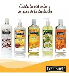 Combo 1 Leche de Limpieza Post Depilatorio x 500 cc + 1 Crema Pulidora con Apricot x 500 g + 1 Loción Pre - Depilatoria Dermohigiénica x 500 cc + 1 Gel Refrescante Post Depilatorio x 475 g + 1 Oleo Limpiador Post Depilatorio x 500 cc - Depimiel