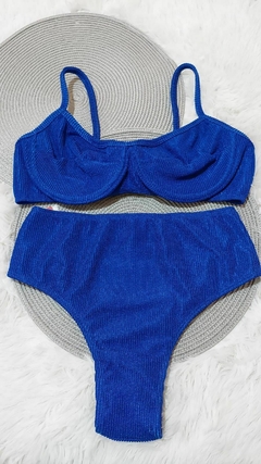 CONJ. AZUL TOP ARO CALCINHA HOTPANTS