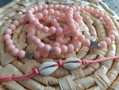 Mix de pulseiras rosa com búzios natural - comprar online