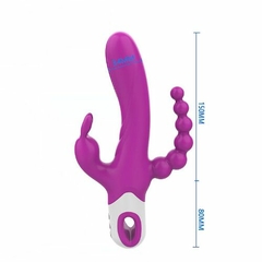 Imagem do Vibrador ponto g com estimulador de clitoris e anal Eden