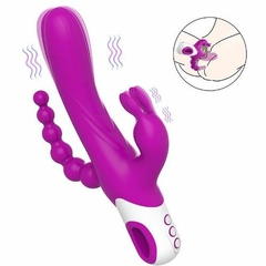 Vibrador ponto g com estimulador de clitoris e anal Eden - comprar online