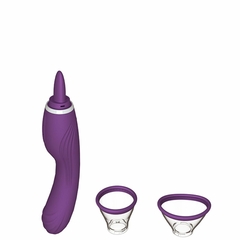 Vibrador sucção com língua estimuladora e penetrador vaginal - Sex Shop Campinas
