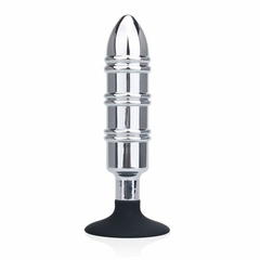Plug anal de aço escalonado com ventosa de silicone na base Sex Toys - comprar online