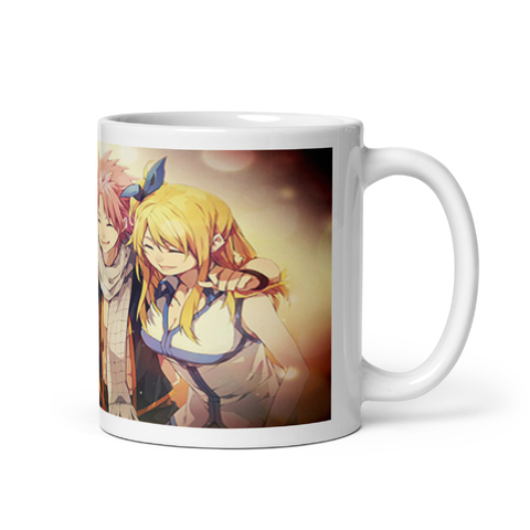 Caneca Fairy Tail Personagens Interior E Alça Branca