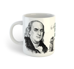 Benjamin Franklin, o diplomata, escritor, jornalista, filósofo político e cientista | Caneca de porcelana