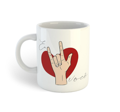 LIBRAS - Eu amo você e Alfabeto manual | Caneca De Porcelana