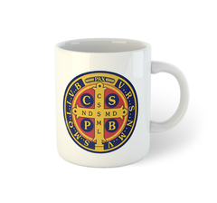 São Bento de Núrsia e medalha | Caneca de porcelana - comprar online