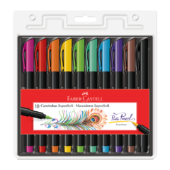 Caneta Brush SuperSoft Faber-Castell C/ 10 Cores