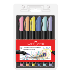 Caneta Brush Pastel SuperSoft Faber-Castell c/ 6 cores