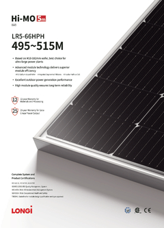 Panel Solar LONGI 505Wp HiMO5m LR5 - 66HPH 505M - ACCURAXY SAS